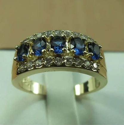 Natural 2.95CT Ruby/Emerald/Sapphire/Alexandrite/White Diamond 14K Yellow Gold Ring Size 6-11