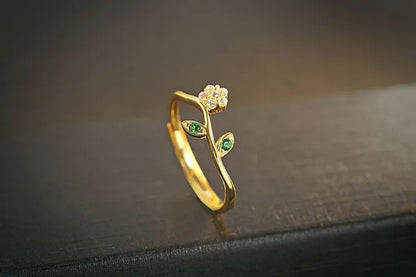 925 Sterling Silver Open Rings for Women Retro Vintage Style Gold Plated Silver Jewelry Adjustable Rings Love Gift
