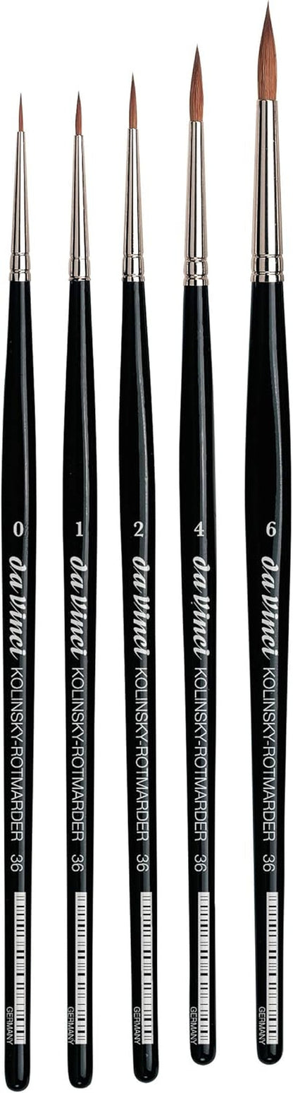 5359 Da Vinci Watercolor Russian Red Sable 5359-5 Brush Set-Includes Series 36 Sizes 0, 1, 2, 4 & 6-Round Shape