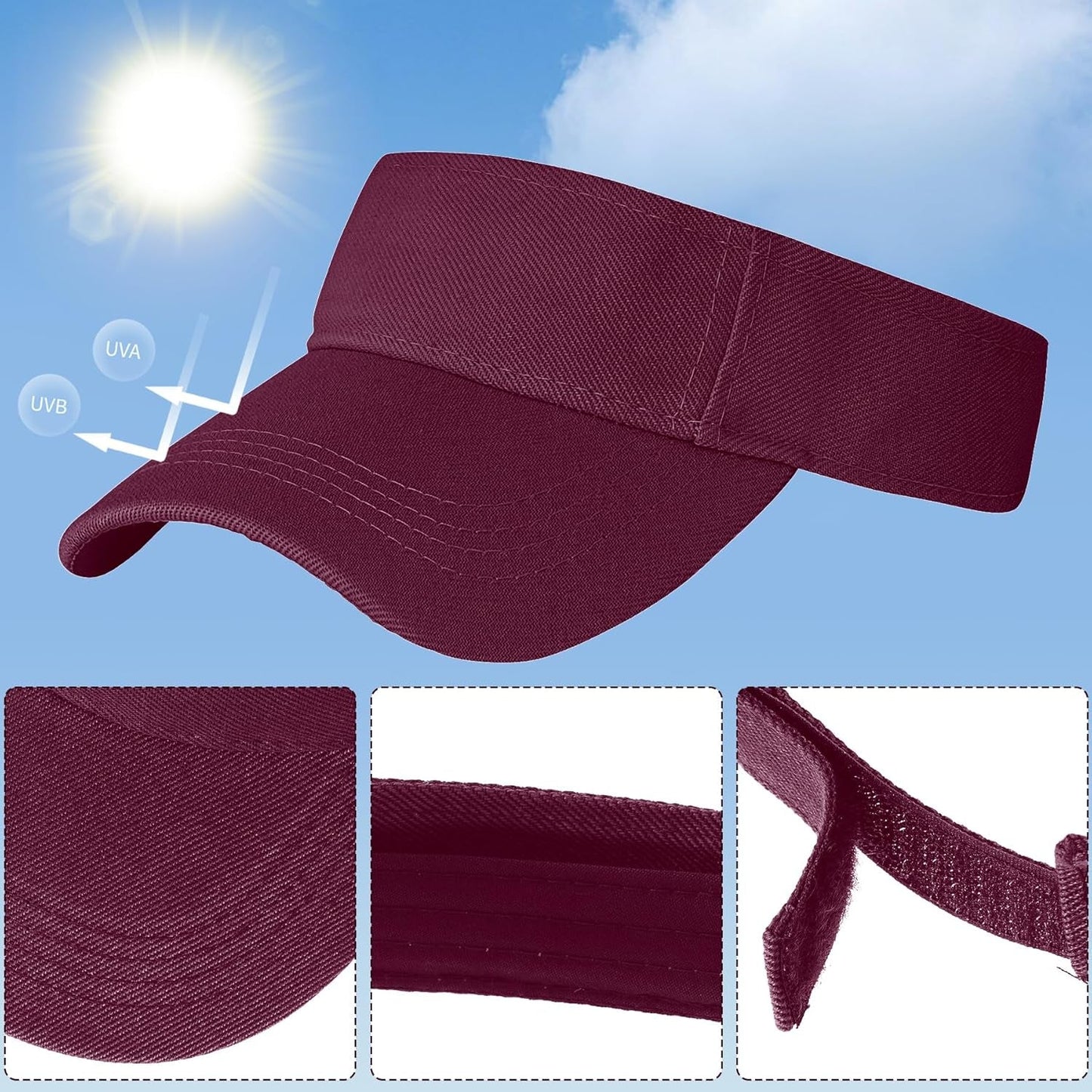 1 Piece of Sport Wear Athletic Visor Sun Sports Visor Hat Visor Adjustable Cap for Women and Men (One Size)