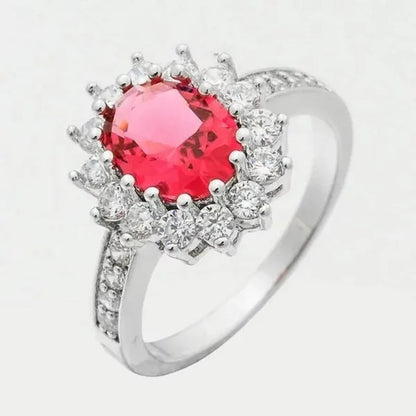 Lady Jewelry 3.26ct Ruby Diamond 14k White Gold Ring Size8