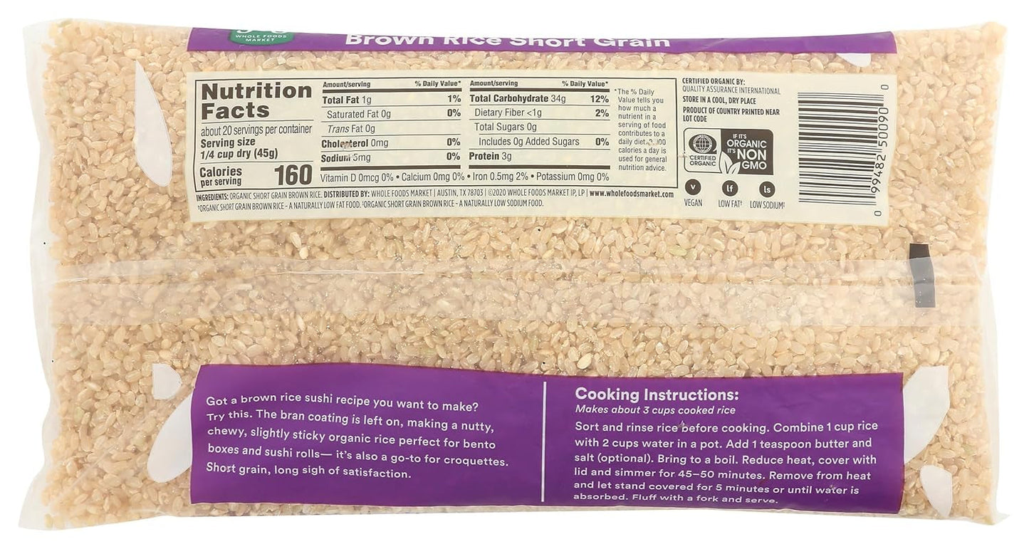 , Organic Short Grain Brown Rice, 32 Ounce - WORLD TIME VISITS
