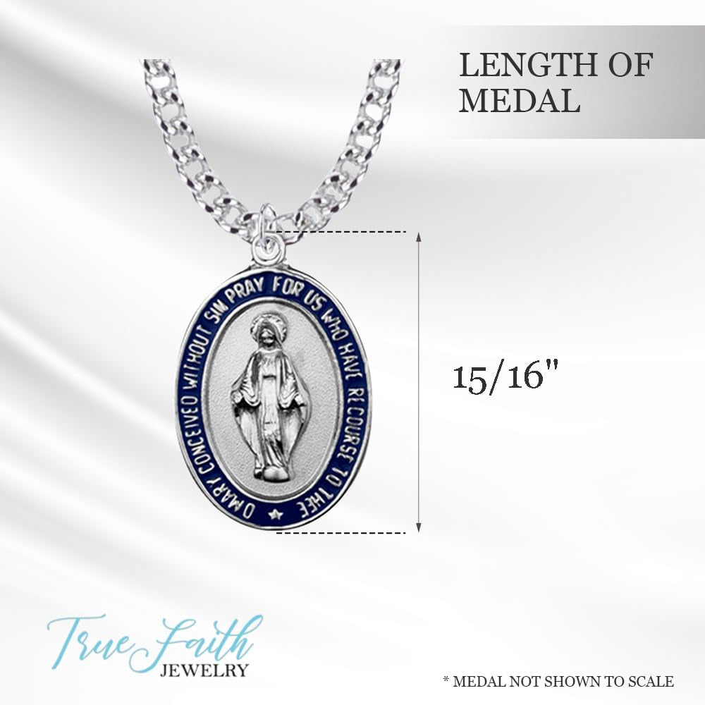 Miraculous Medal with Black Enamel Border, 7/8 Inch