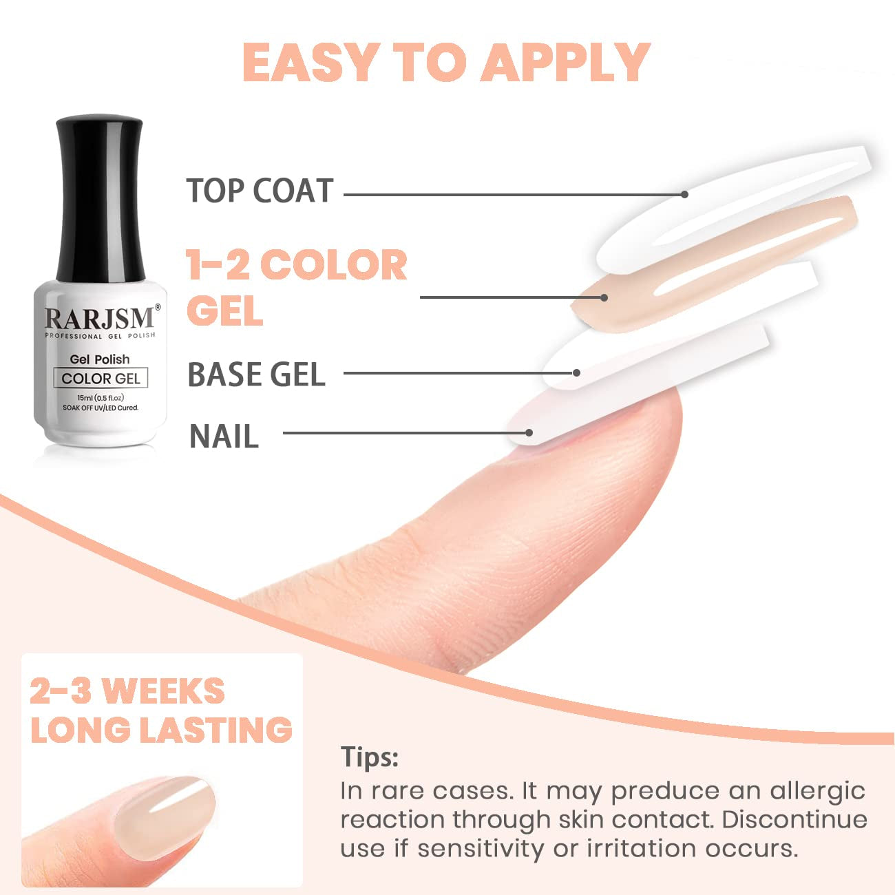 Apricot Nude Gel Nail Polish,Neutral Sheer Cream Nude LED UV Curing Requires Soak off Clear Pink Jelly French Manicure Nail Polish 1Pcs Single Bottle 15Ml for Home Salon DIY