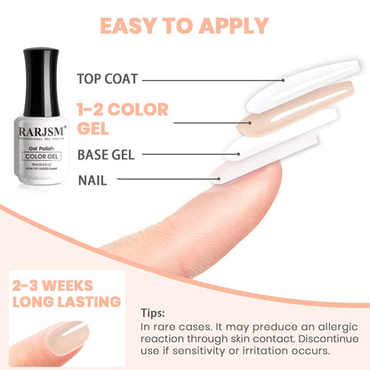 Apricot Nude Gel Nail Polish,Neutral Sheer Cream Nude LED UV Curing Requires Soak off Clear Pink Jelly French Manicure Nail Polish 1Pcs Single Bottle 15Ml for Home Salon DIY