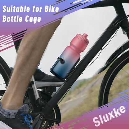 Bike Water Bottle 720Ml with Soft Silicone Mouthpiece, 24Oz Sports Squeeze Bottle for All Fitness and Cycling Fast Flow Valve (2PACK RED BLACK)