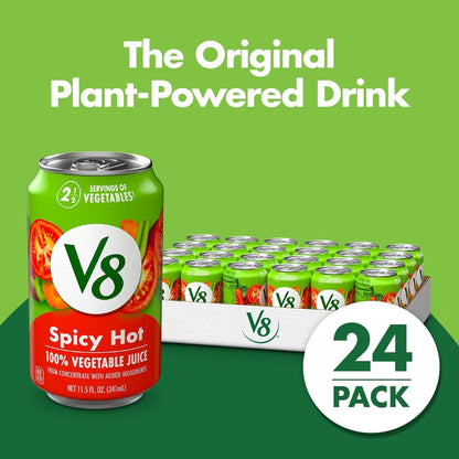 Spicy Hot 100% Vegetable Juice, 11.5 Fl Oz Can (24 Pack) - WORLD TIME VISITS