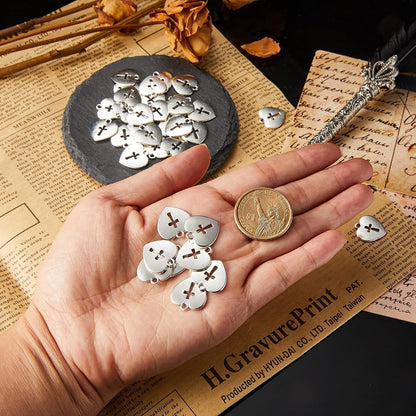 100 Pieces Silver Religious Charms Cross Charms Alloy Metal Heart Cross Pendants Heart Cross Charms for Religious Gatherings Party Supplies DIY Craft Bracelet Necklace Earrings Keychain Jewelry Making