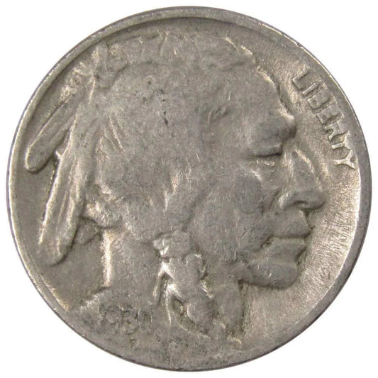 1930 Indian Head Buffalo Nickel 5 Cent Piece F Fine 5C US Coin Collectible Master Coins - WORLD TIME VISITS
