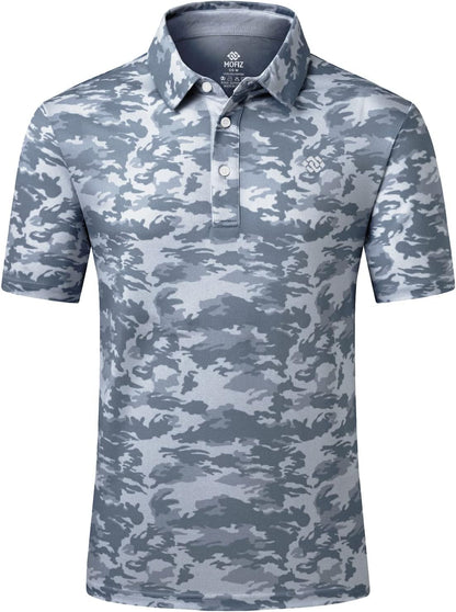 Men'S Camo Polo Golf Shirt Hiking Dry Fit Short Sleeve T-Shirts Pique Collared Polo Jersey