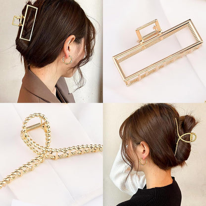 3 PCS Metal Large Claw Clips for Thick Heavy Hair, Strong Hold Big Non-Slip Hair Catch Barrette Jaw Clamp for Long Hair, Fashion Styling Accessories for Women Girls