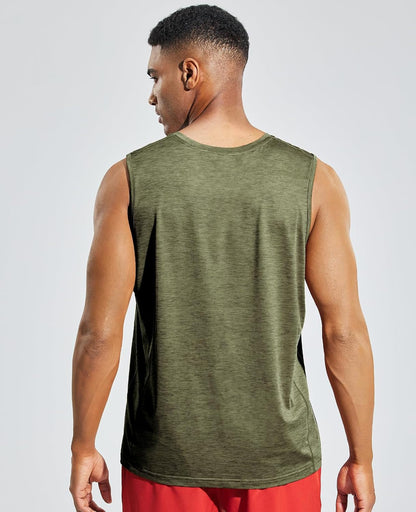 Men’S Sleeveless Tank Top Dry Fit Workout Muscle Tee Shirt for Running Athletic Gym Sports Training, Moisture Wicking