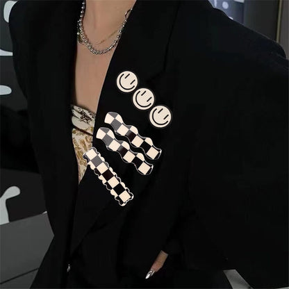16 PCS  Simple No Bend Hair Clips, Black White Checker Barrettes, No Crease Wave Geometric Duckbill Pins, Korean Styling Minimalist Hairpin Hair Accessories, Gifts for Women Girls
