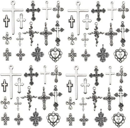 120Pcs Antique Silver Cross Charms for Jewelry Making Alloy Cross Charms for DIY Crafts (SN024) - WORLD TIME VISITS