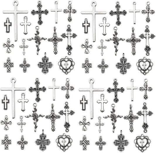 120Pcs Antique Silver Cross Charms for Jewelry Making Alloy Cross Charms for DIY Crafts (SN024) - WORLD TIME VISITS