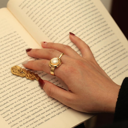 18K Gold Adjustable Circle Ring, Simple Link Chain Knuckle Rings CZ, Fashion Stacking Finger Jewelry