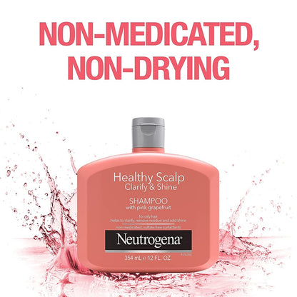 Exfoliating Healthy Scalp Clarify & Shine Shampoo for Oily Hair and Scalp, Anti-Residue Shampoo with Pink Grapefruit, Ph-Balanced, Paraben & Phthalate-Free, Color-Safe, 12Oz