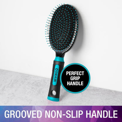 Salon Results Hairbrush for Men and Women - Detangling Hair Brush - Hairbrush for All Hair Types - Wire Bristles and Cushion Base