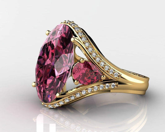 Vintage 925 Sterling Silver Ruby Ring Cocktail Rings Oval Cut Red Gem Cubic Zirconia Anniversary Promise Ring CZ 3-Stone Eternity Engagement Wedding Band Ring for Women - WORLD TIME VISITS