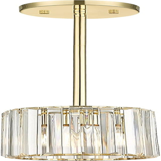 Crystal Pendant Light, Mini Chandelier with Gold Finish, Modern Hanging Light Fixture for Kitchen Dinning Room Bedroom, CKPL5510-1P-CG-B