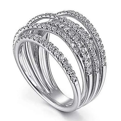 Exquisite 925 Sterling Silver Micro Pave Diamond Multilayer Rings for Women Bridal Romantic Engagement Proposal Gift Jewelry