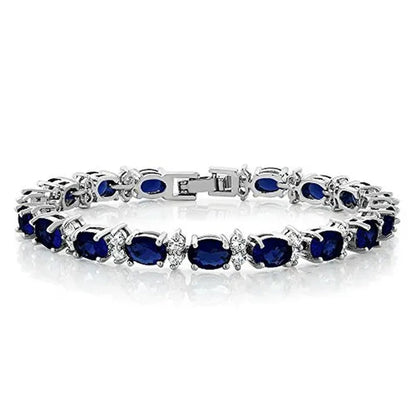 Gem Stone King 925 Sterling Silver Gorgeous Oval and Round Sparkling Cubic Zirconia CZ Tennis Bracelet Jewelry Gift