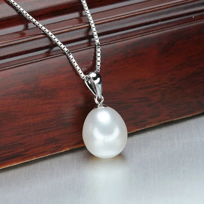 Classic 925 Sterling Silver Chain with Natural Cultured Pearl Pendant Necklace for Women Fine Jewelry Gifts FEIGE