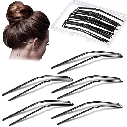 36 Count Black U-Shaped Hair Pins, 3 Inches, for Updo Bun Bobby Pins for Women Girls Thick Curly Hair, Hair Styling Pins Metal U Bun Hair Pins