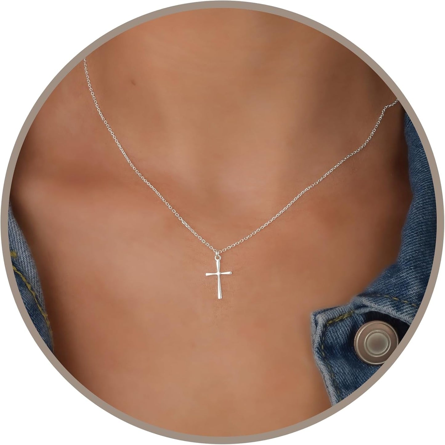 Cross Necklace for Women, 16-18 Inches Silver/Gold Chain, Women'S Small Simple Cross Necklaces Religious Charm Jewelry, Faith Gift for Her