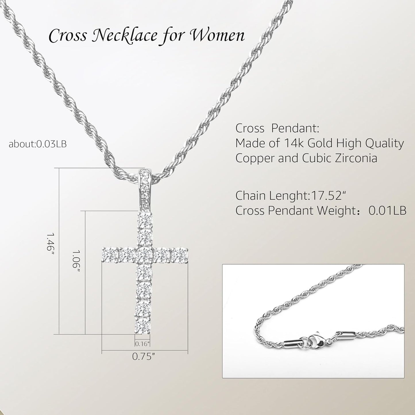 Cross Necklace for Women, 14K Gold Silver Plated Pendant Necklace, Diamond Cross Pendant Necklaces, 2 PCS Gold Silver Cross Necklaces Cute Trendy Gold Faith Cross Jewelry Gifts for Women