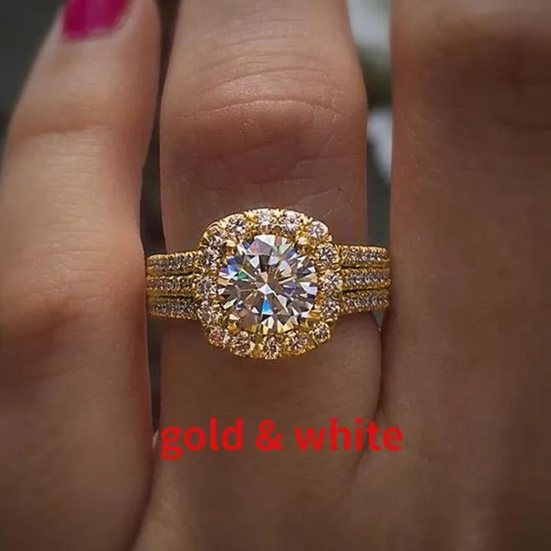 Women Wedding Diamond Ring 18K Gold Micro Pave Diamond Rings for Engagement Ring Jewelry
