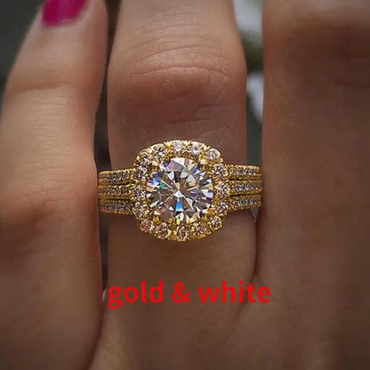 Women Wedding Diamond Ring 18K Gold Micro Pave Diamond Rings for Engagement Ring Jewelry