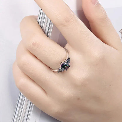 1 Piece - 6*8Mm Oval MYSTICAL Heart Topaz Cocktail Rings Size 6/7/8/9/10