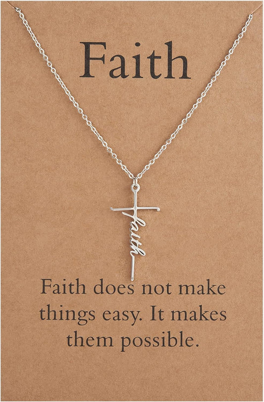 Faith Cross Pendant Necklace for Women Religious Christian Jewelry Mother'S Day Gifts for Women