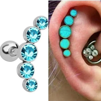 Ear Studs Piercing Tragus Diamonds Stainless Steel Earrings Cartilage Helix Small Ball Bullet Ear Bone Earring