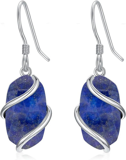 Earrings for Women 925 Sterling Silver Dainty Gemstone Leverback Drop Dangle Earrings Fine Jewelry Birthday Anniversary Mothers Day Christmas Gifts for Her Wife Girlfriend Mom Grandma - WORLD TIME VISITS