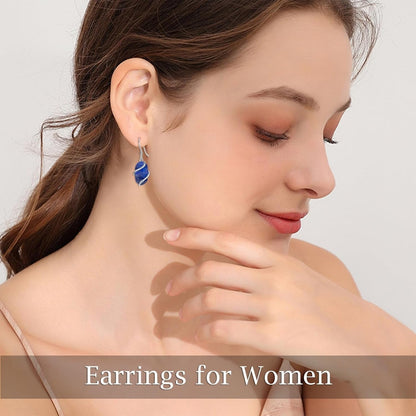 Earrings for Women 925 Sterling Silver Dainty Gemstone Leverback Drop Dangle Earrings Fine Jewelry Birthday Anniversary Mothers Day Christmas Gifts for Her Wife Girlfriend Mom Grandma - WORLD TIME VISITS