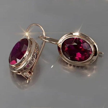 Earrings for Women Gold Ruby White Diamond Drop Lady Girls Engagement Wedding Bridal Fashion Jewelry Gift - WORLD TIME VISITS