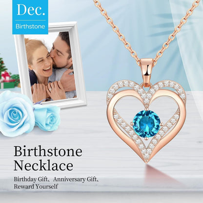 Necklaces for Women Rose Gold Birthday Gifrs for Wife Valentines Christmas Anniversary Mother'S Day Birthstone Jewelry Gift for Her Mom Wife Girlfriends