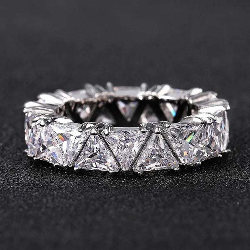 2.0Ct Triangle Cut Diamonds Eternity Band Bridal Engagement Rings for Women Wedding Party Jewelry Gift