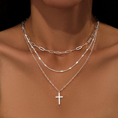 Layered Gold Necklaces for Women, Stackable Dainty 14K Gold Silver Plated Trendy Simple Heart Diamond Cross Bow Circle Pendant Paperclip Choker Dot Chain Necklace,Jewelry Set Gifts for Women - WORLD TIME VISITS
