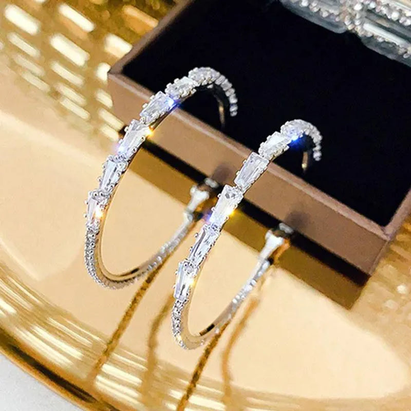Fashion Women Hoop Earrings Micro Insert Zircon Diamond Earings Girl Banquet Party Big Circle Earrings Jewelry