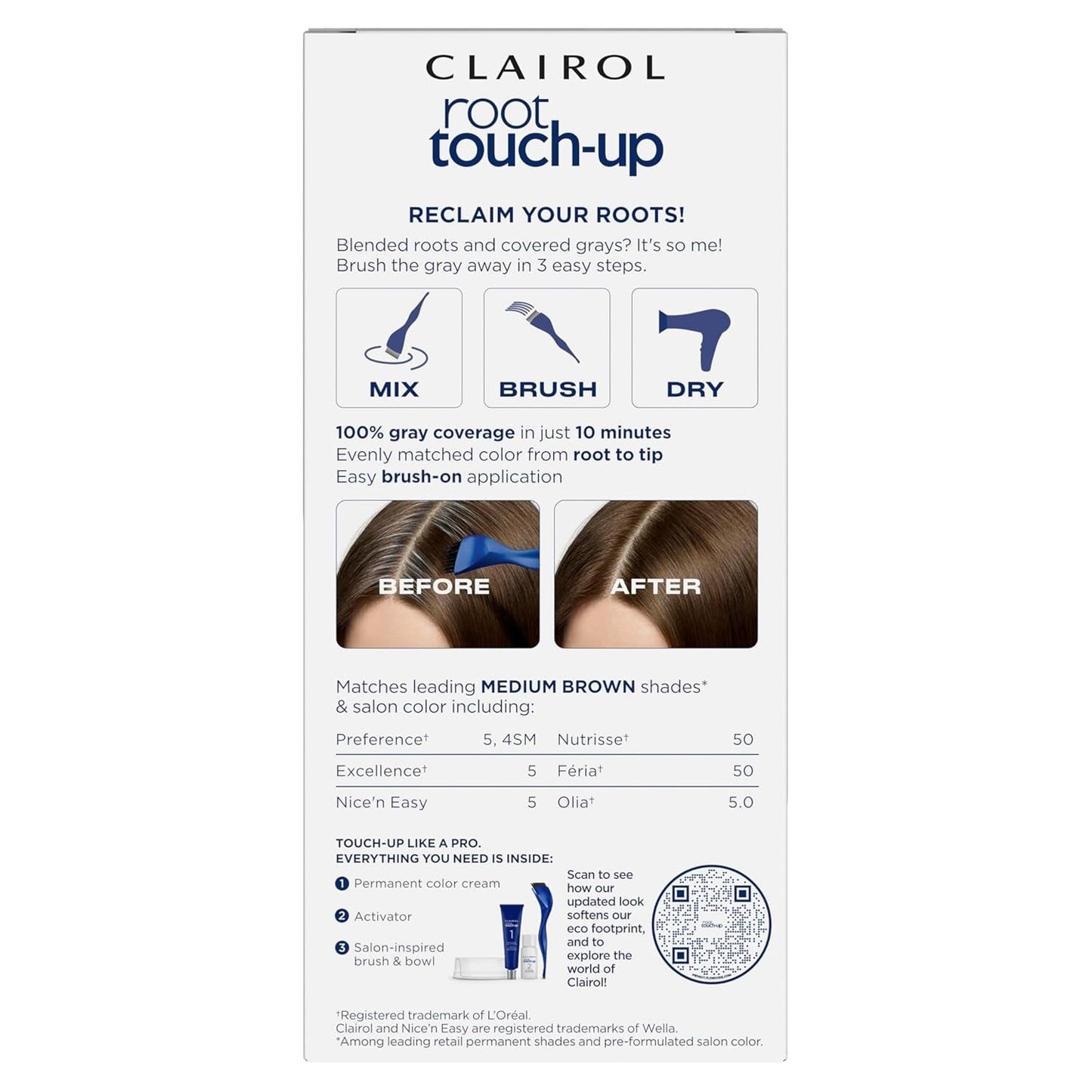 Root Touch-Up by Nice'N Easy Permanent Hair Dye, 5 Medium Brown Hair Color, Pack of 2 - WORLD TIME VISITS