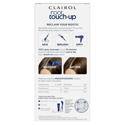 Root Touch-Up by Nice'N Easy Permanent Hair Dye, 5 Medium Brown Hair Color, Pack of 2 - WORLD TIME VISITS