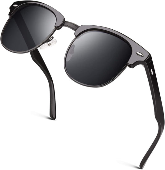 Classic Horn Rimmed Semi Rimless Polarized Sunglasses for Men Women GQO6