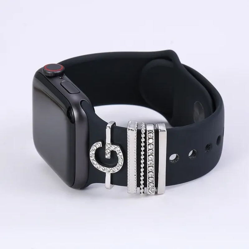 For Apple Watch Band Metal Charms Decorative Ring Diamond Ornament Smart Watch Strap for Iwatch Bracelet Watch Band Ornament