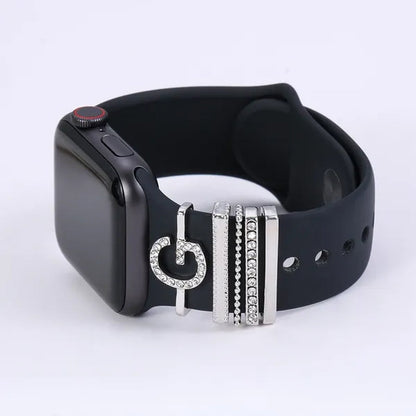 For Apple Watch Band Metal Charms Decorative Ring Diamond Ornament Smart Watch Strap for Iwatch Bracelet Watch Band Ornament