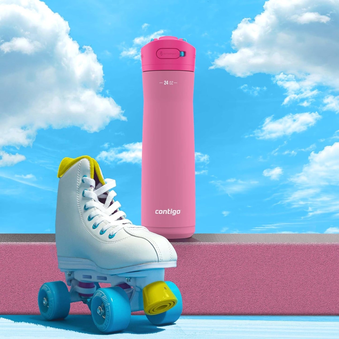 Ashland Chill 2.0 Stainless Steel Water Bottle with AUTOSPOUT Lid, 24 Oz, Azalea - WORLD TIME VISITS