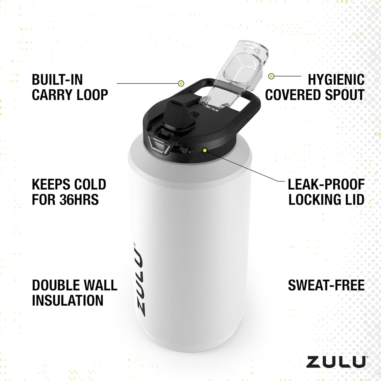 Goals Vacuum Insulated Large Capacity Stainless Steel Water Bottle | Reusable Jug Thermoses with Carry Handle | Leak-Proof Lid | Perfect for Travel, Workout, Gym, Hiking, Camping | 64Oz, 101Oz - WORLD TIME VISITS