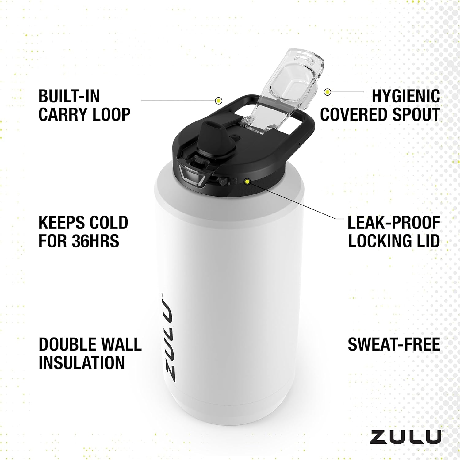 Goals Vacuum Insulated Large Capacity Stainless Steel Water Bottle | Reusable Jug Thermoses with Carry Handle | Leak-Proof Lid | Perfect for Travel, Workout, Gym, Hiking, Camping | 64Oz, 101Oz - WORLD TIME VISITS